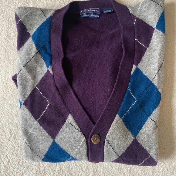 CF Hathaway Other - MEN’S 100% Lambswool Argyle button down Top, Sz L